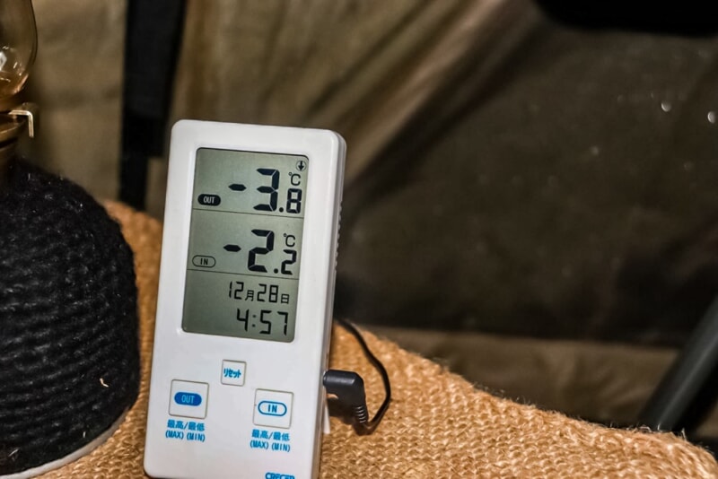 N.A.O.明野高原キャンプ場の12月の気温は-4℃