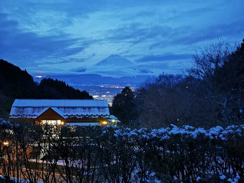 乙女森林公園第2キャンプ場の貸し切りファミリーキャンプで冬の富士山と夜景を堪能！