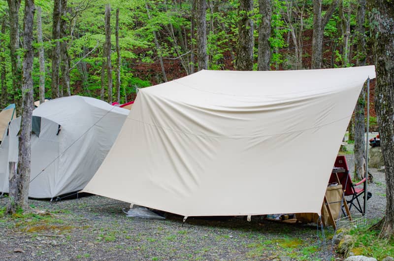 美品CanvasCamp 4×4 プレミアムコットンタープ ポール付き｜アウトドア 