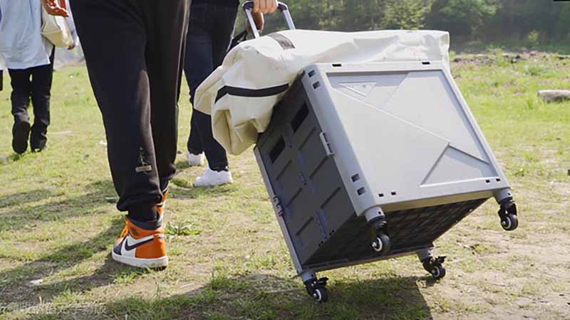 5秒でたためる 大量の荷物運搬 椅子やテーブル ウォータータンクとしても使用可能 スーパーキャリーカートmycart キャンプクエスト