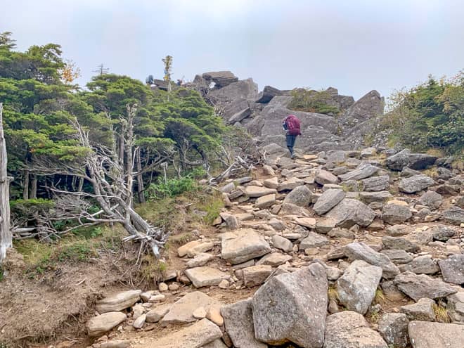 岩がむき出しの岩峰が目の前に現れました
