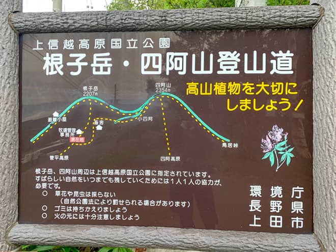 「根子岳」登山コース