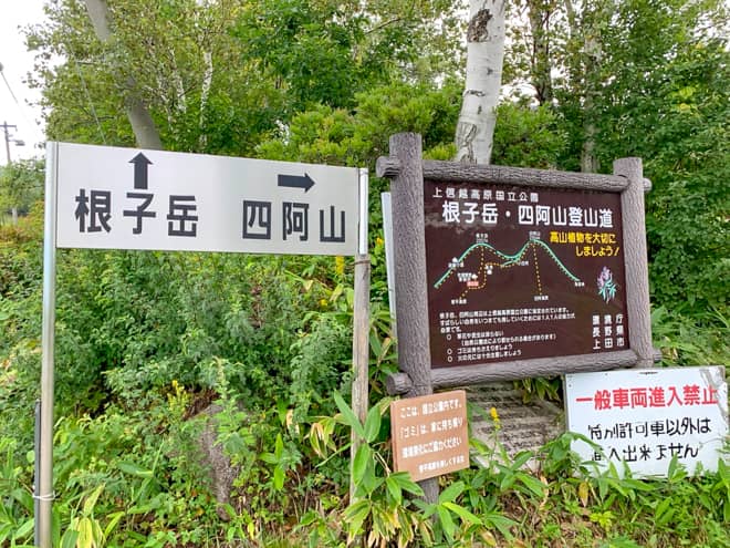 菅平牧場登山口からは根子岳と四阿山に行くルートに分かれます