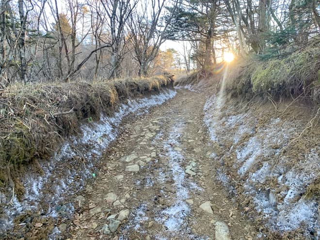 三ッ峠山荘までは、とても緩やかな坂道を5分程度登ると到着します