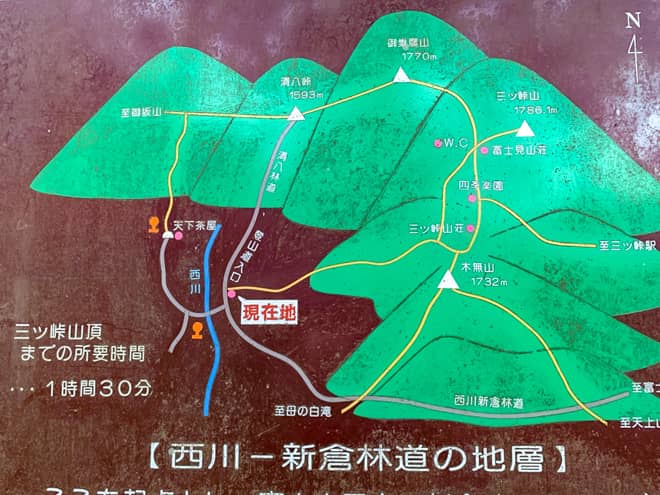 三ツ峠山裏登山口コースから頂上へ