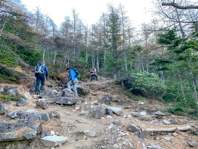 開放感のあるザレ場は