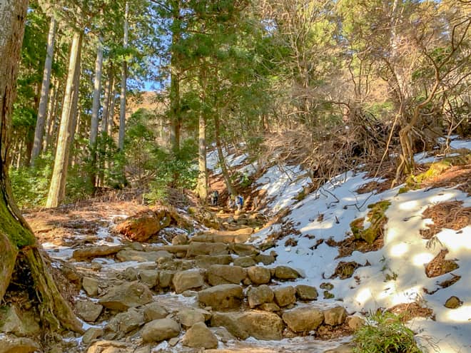石の階段が直登ぎみに急な登りで続きます