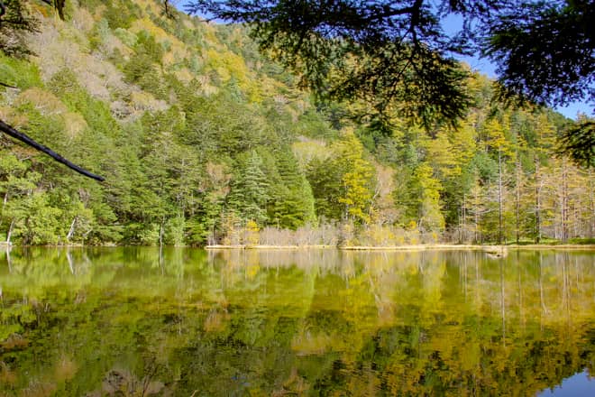 穂髙神社奥宮の境内にある明神池は