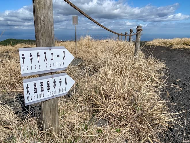 大島温泉ホテルへ向かう分岐点に標識があるので