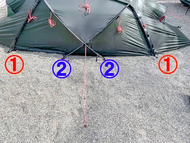 ポールを通します