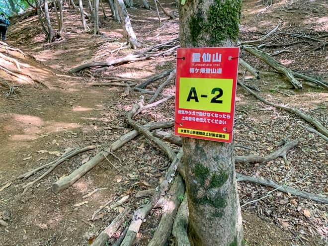 登山道の至る所にこのような標識があります