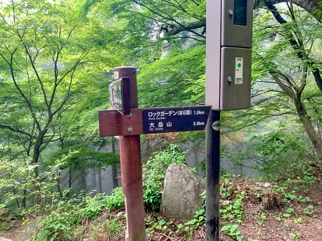 逆に長尾平分岐からは「ロックガーデン岩石園（岩石園）」の標識