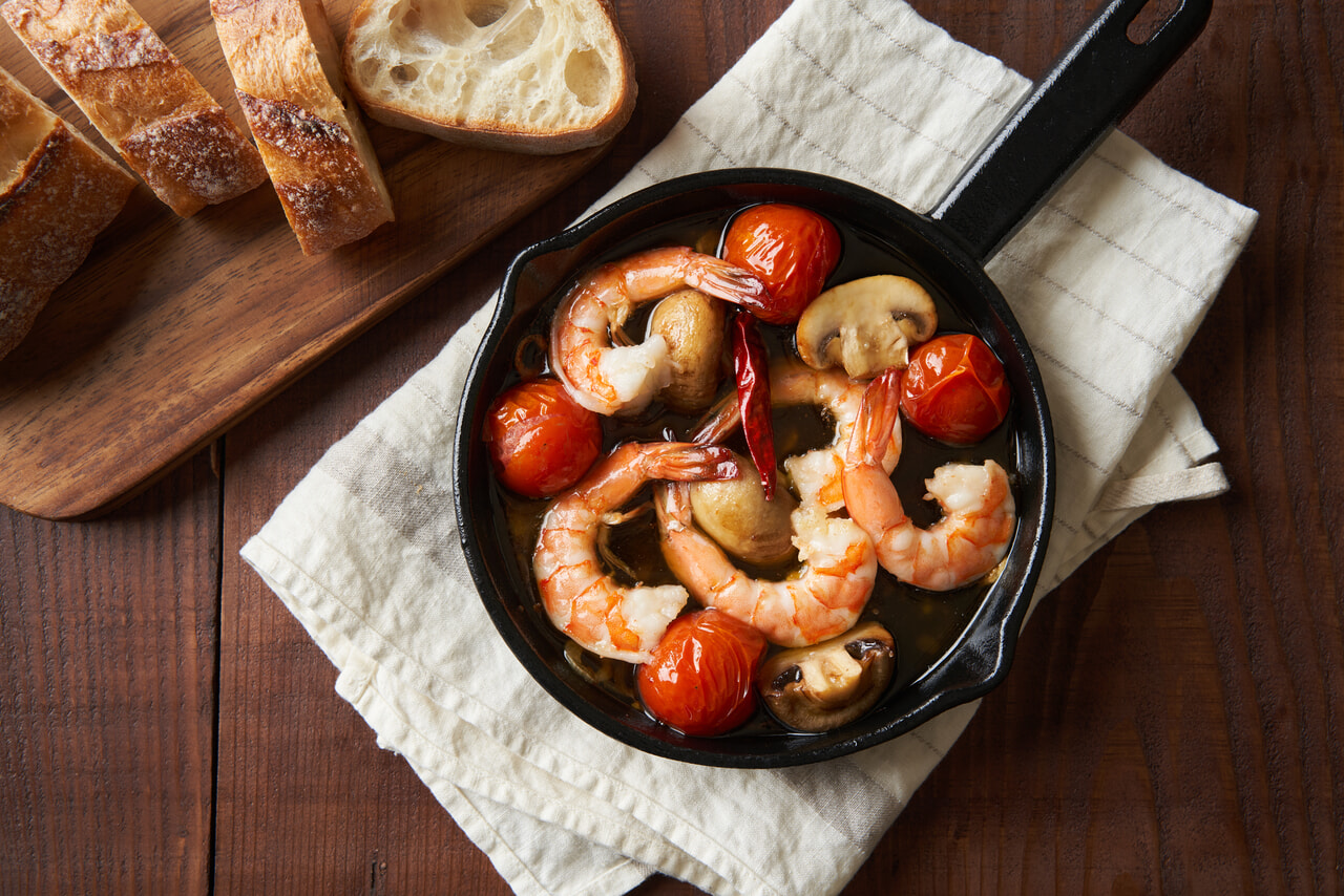 スキレットで作ったアヒージョ