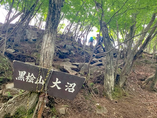 登り始めは樹林帯の岩場が続きますが