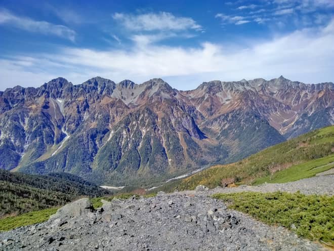 蝶ヶ岳から見る穂高連峰