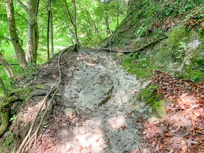 鎖場の岩場の急な登りがあったりと