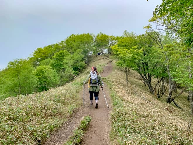 駒ヶ岳からの下山は気持ちの良い稜線を歩きます