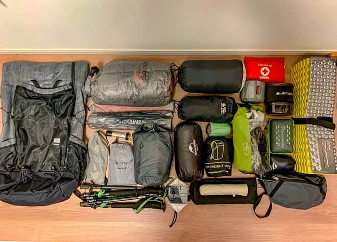 テント泊登山装備をパッキング