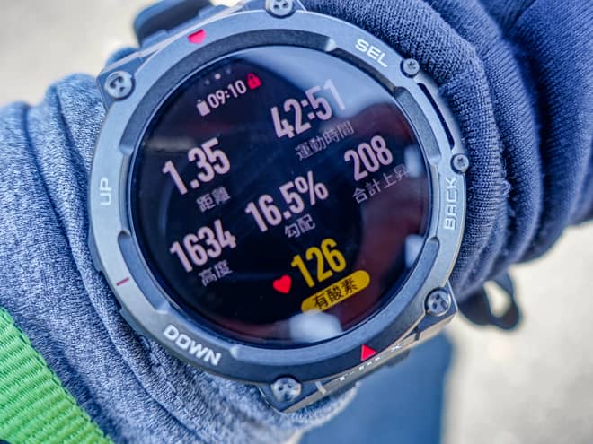 恐らく「Garmin Instinct 2」の心拍数がリアルタイム計測で