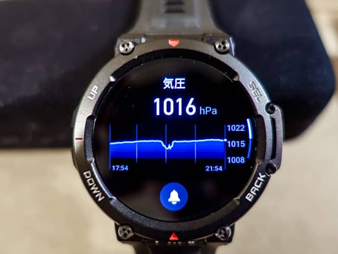 気圧計はリアルタイムで気圧をモニタリング出来ます