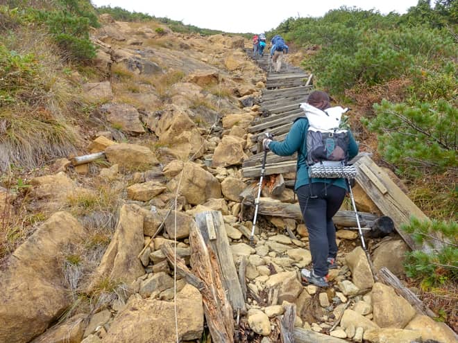 蛇紋岩の鎖場エリアを抜けると