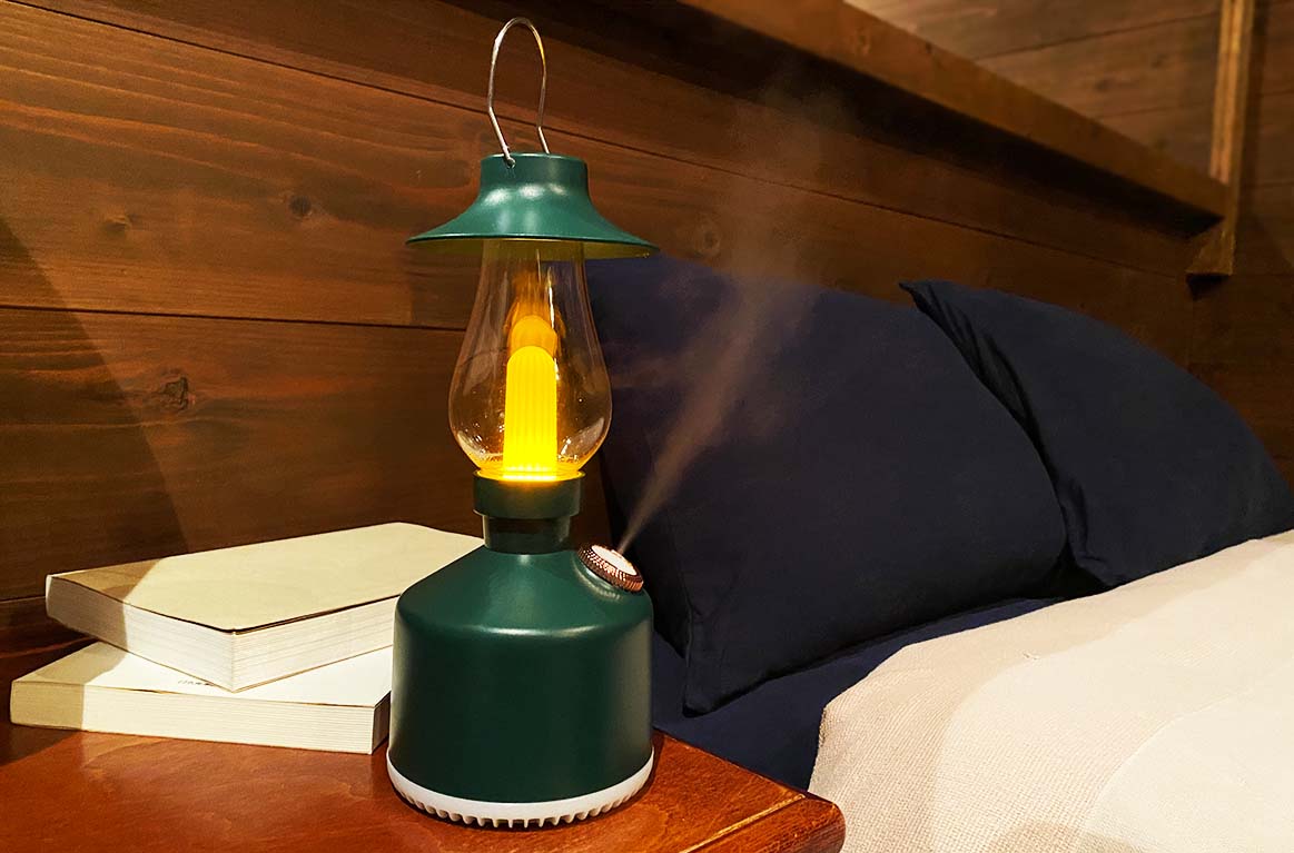冬キャンプの乾燥対策に「LEDランタン加湿器」があればサイトの雰囲気もイイ感じになるよ