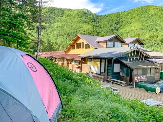 夏のテント場で使用（雨）