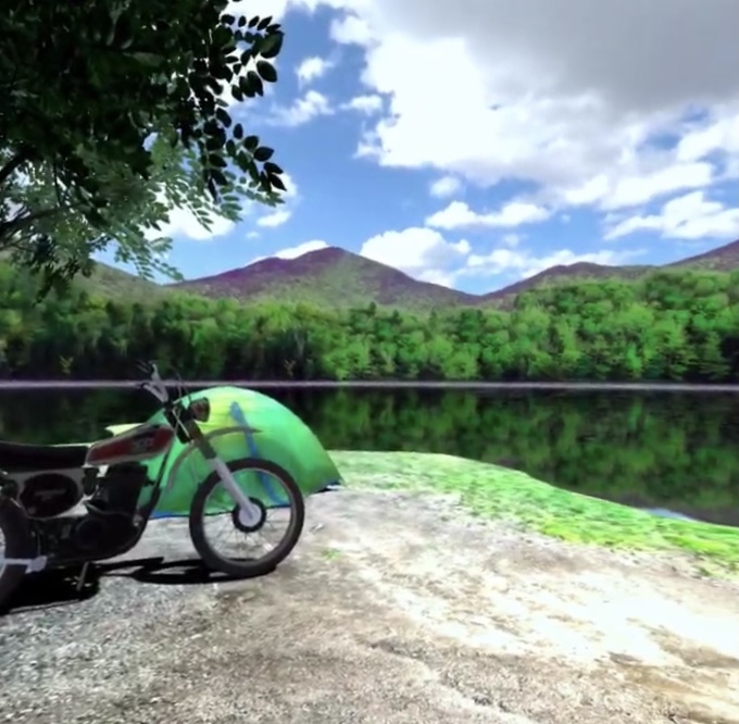 VR空間で仮想キャンプ