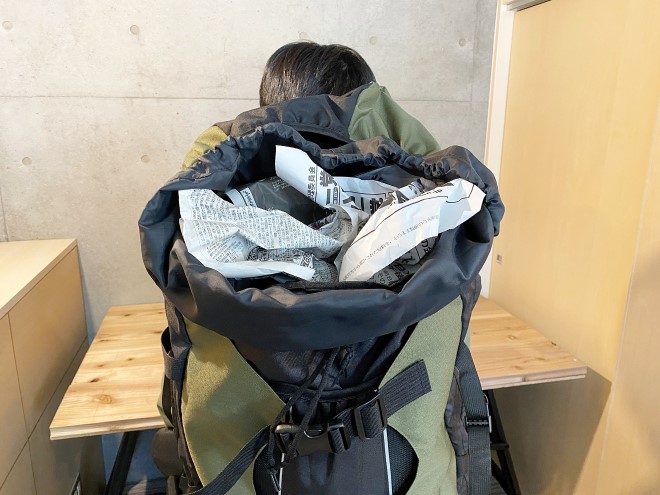 ホークギアバックパックの防水性テスト