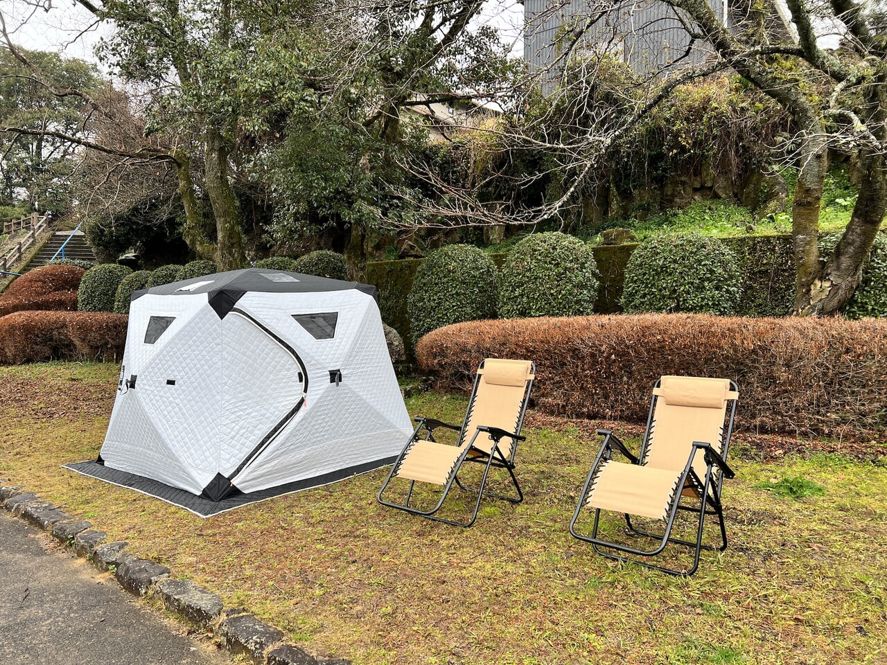 轟の滝のテントサウナ