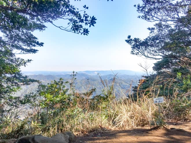 山頂は木々に囲まれていて