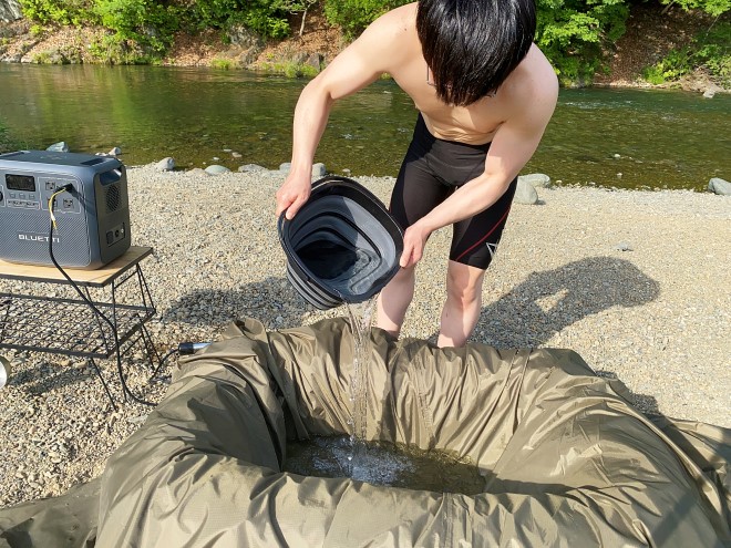 自作露天風呂にお湯を追加