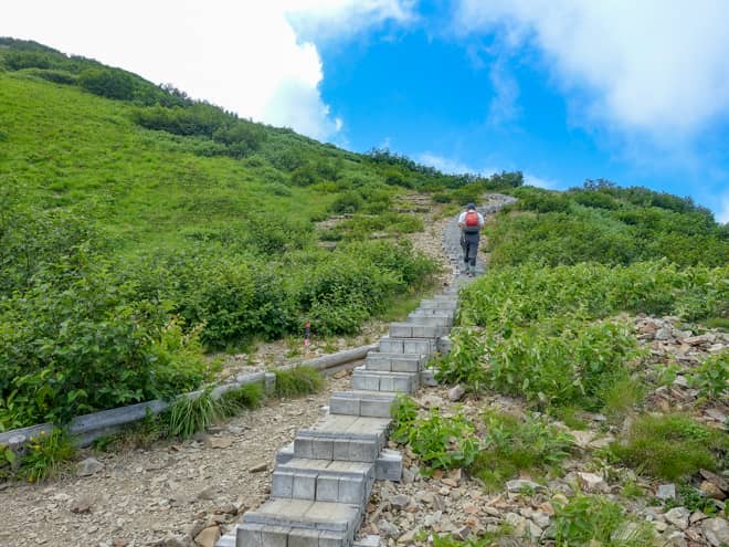 木道のような階段エリアに差し掛かると