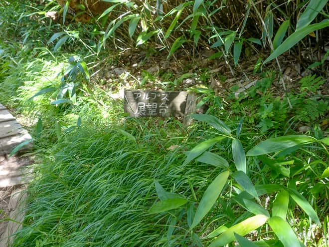 高谷池ヒュッテの手前でアルプス展望台の標識