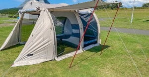 FIELDOORの「トンネルテント480」をレビュー。クローズ、オープン、メッシュでオールシーズン快適