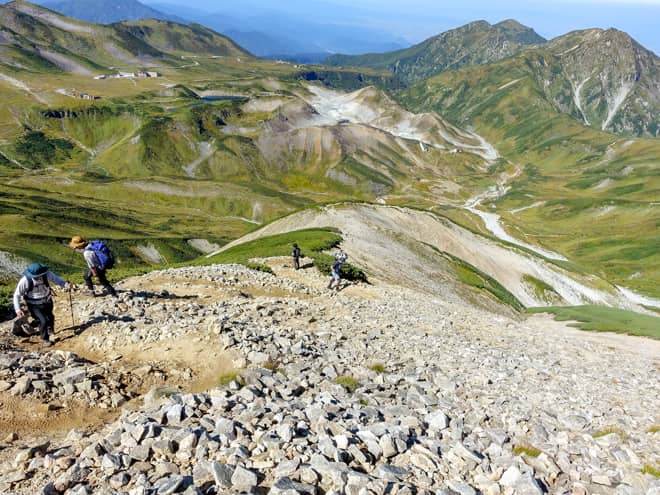 砂のようなつづら折りの激下りがひたすら続く滑りやすいこの道は