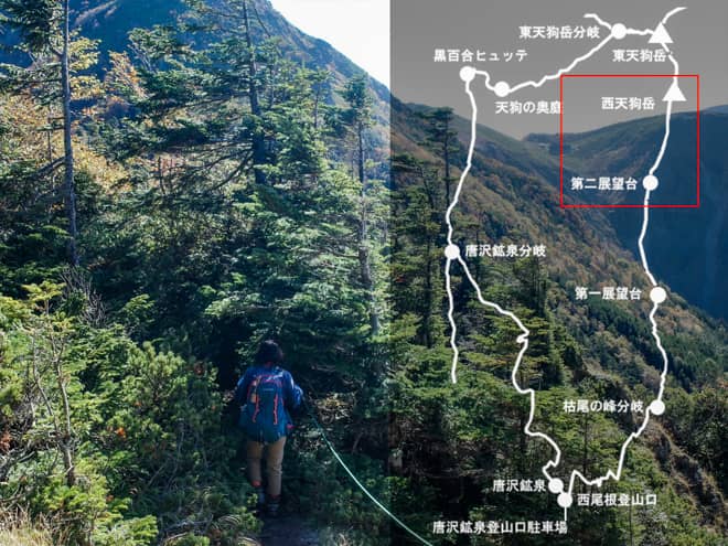 第二展望台→西天狗岳山頂