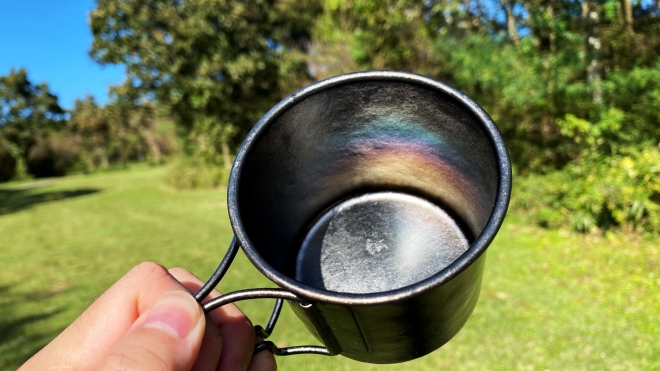 チタンマグ直火使用後の変色