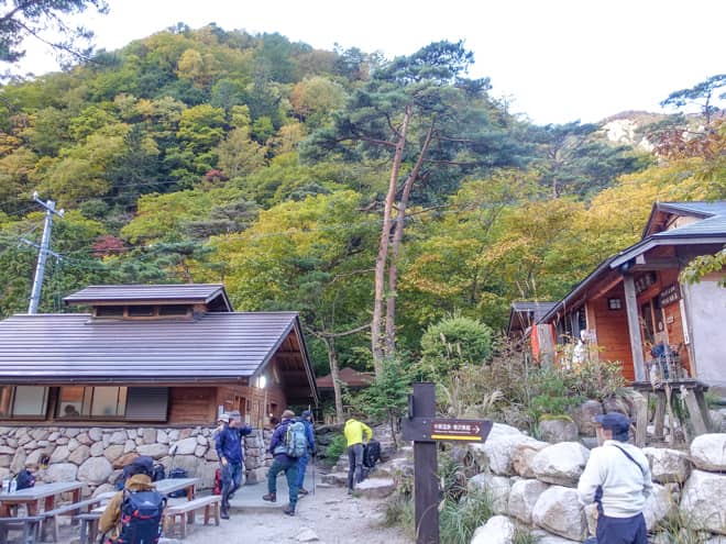 標高1462mの場所にある中房温泉登山口