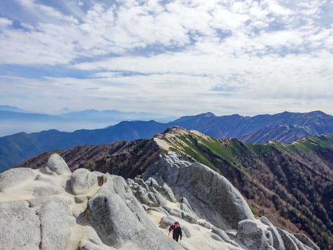 燕岳山頂から見た燕山荘