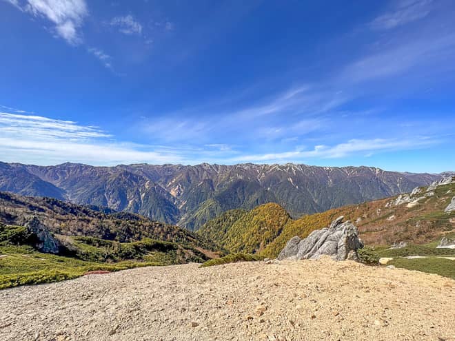目の前には北アルプスの雄大な山々が
