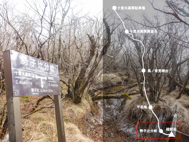 勢子辻分岐→越前岳