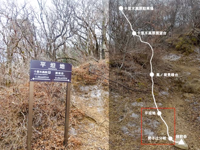 平坦地→勢子辻分岐
