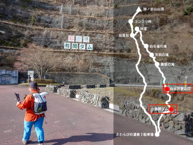 有間ダム→白谷沢登山口