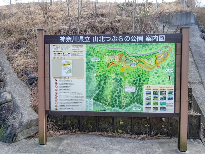 駐車場のある「山北つぶらの公園」は