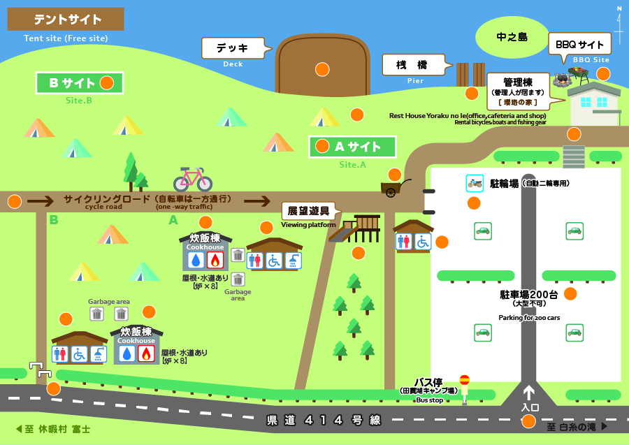 田貫湖キャンプ場のサイトマップ