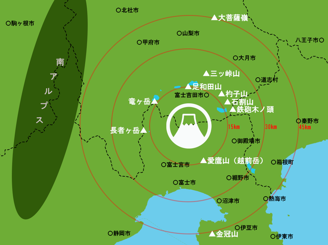 富士山がどーんと綺麗に見える山
