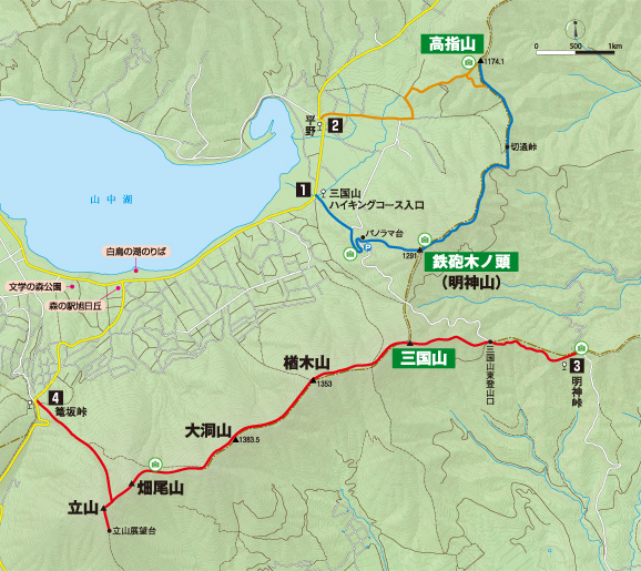 山中湖南部ルートマップ
