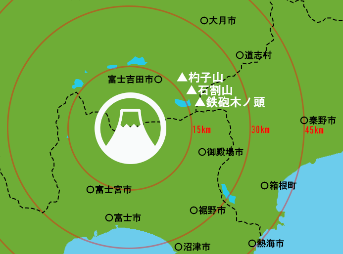 東側には富士山ビューが素晴らしい山