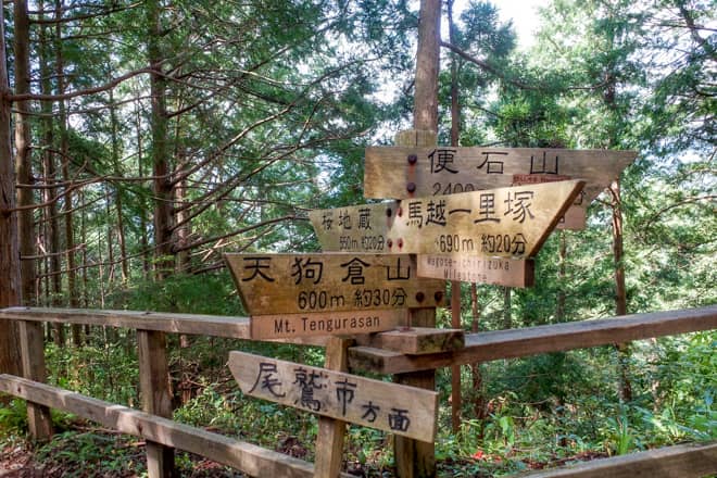 馬越峠は様々なコースの分岐になっていて